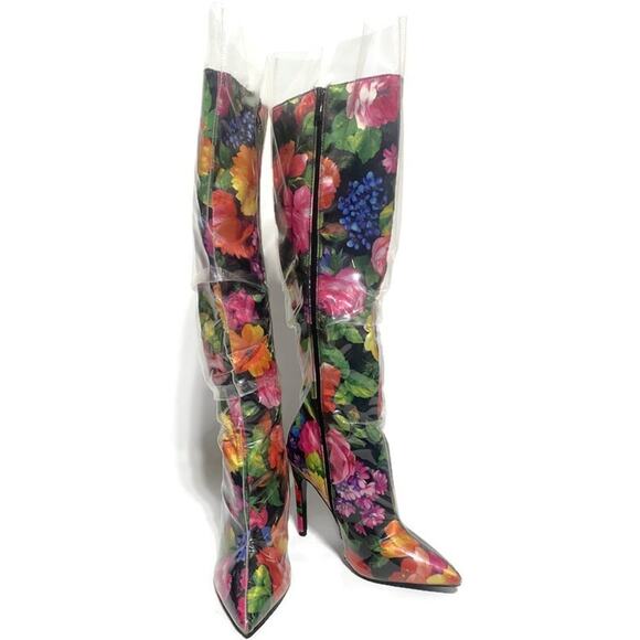 Lemon Drop by Privileged Feather Thigh High Rain Boots Rori Size 8 Multicolor - Picture 2 of 6